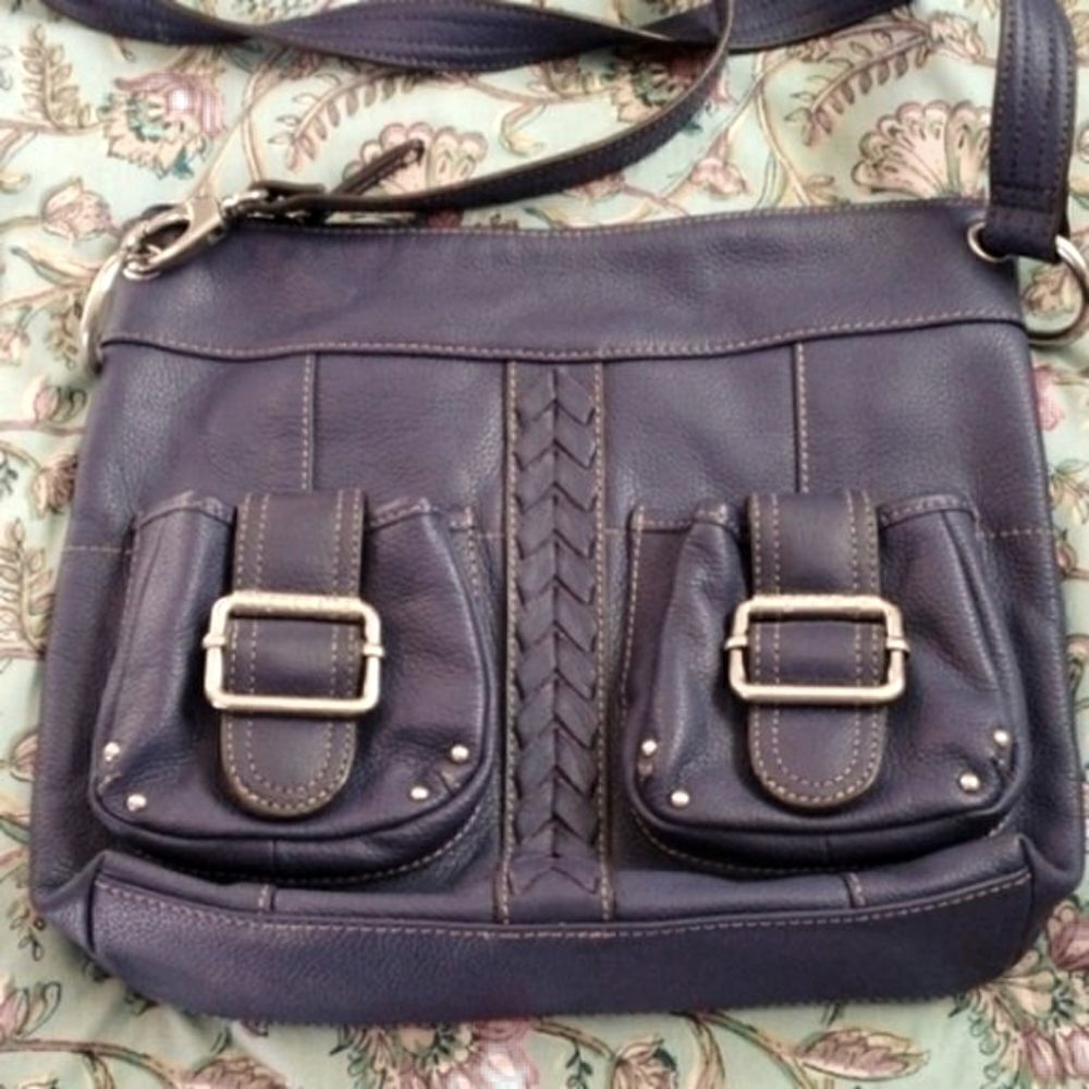 Tignanello Blue Leather Hobo Bag
